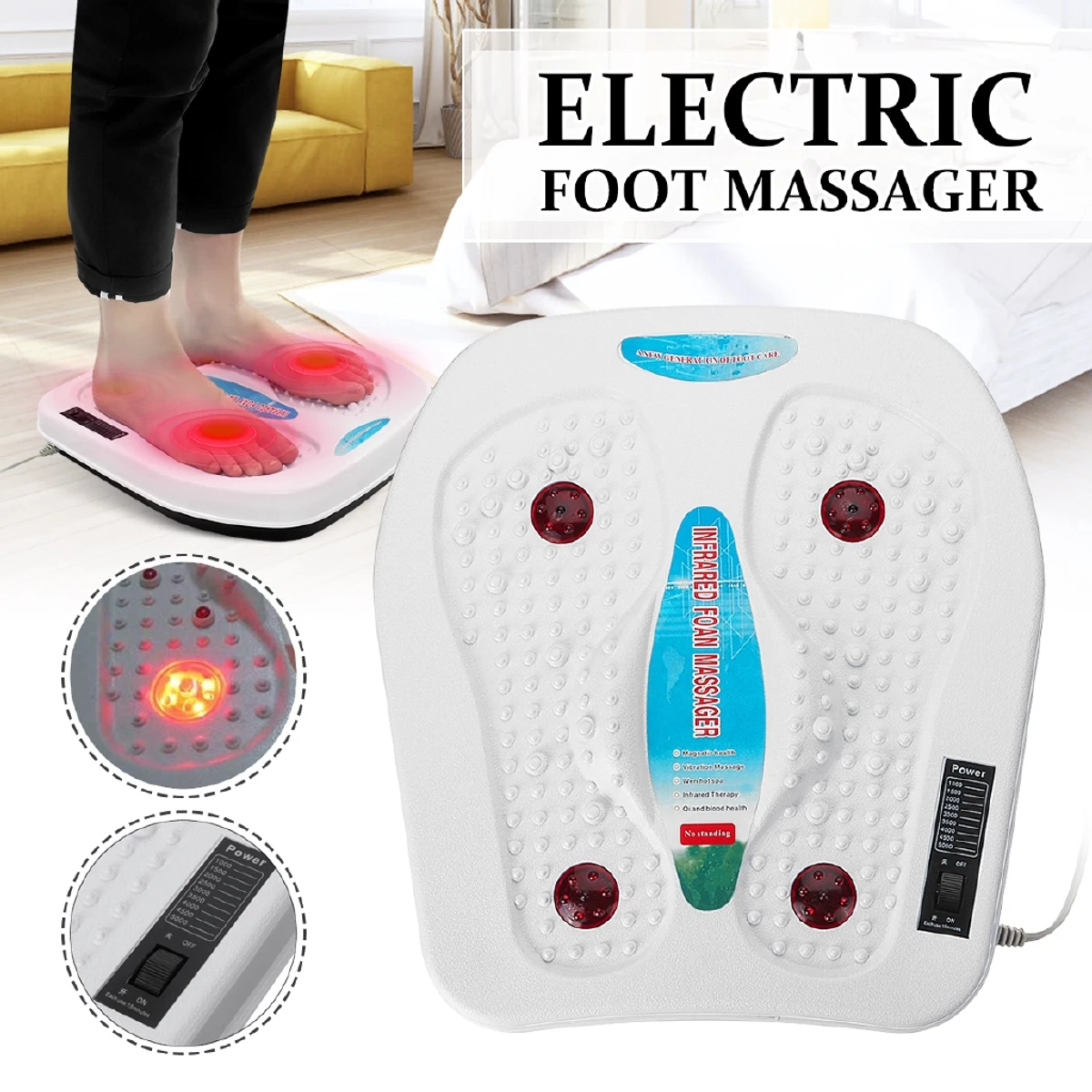 Foot Massager Vibrating Massage Blood Circulation Pain Relief Pedicure Machine Electric