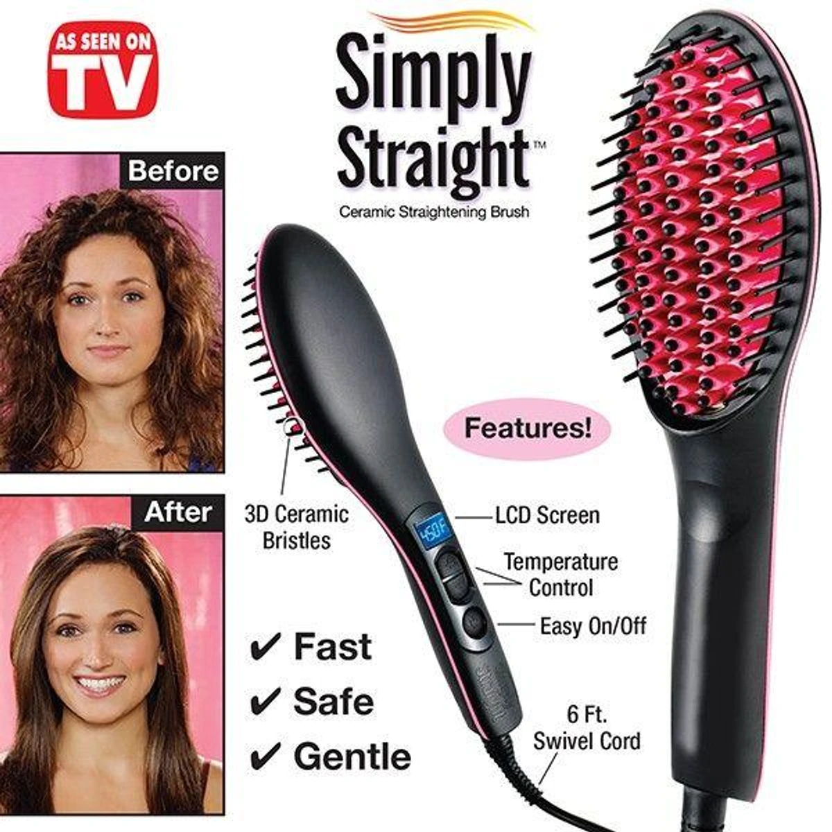 Simply Straight Ceramic Brush Hair Straightener