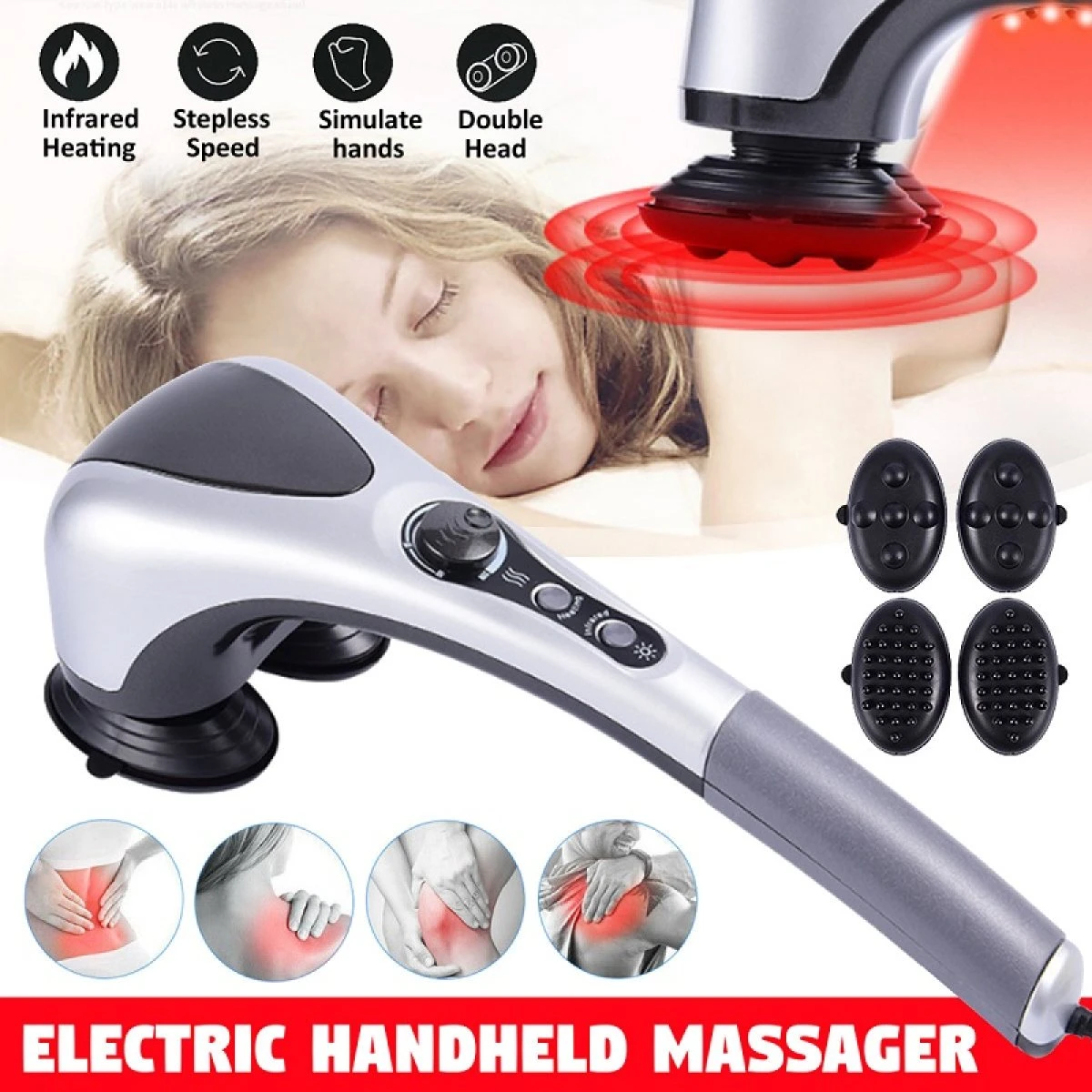 Double Heads Body Massager with Vibration and Heat
