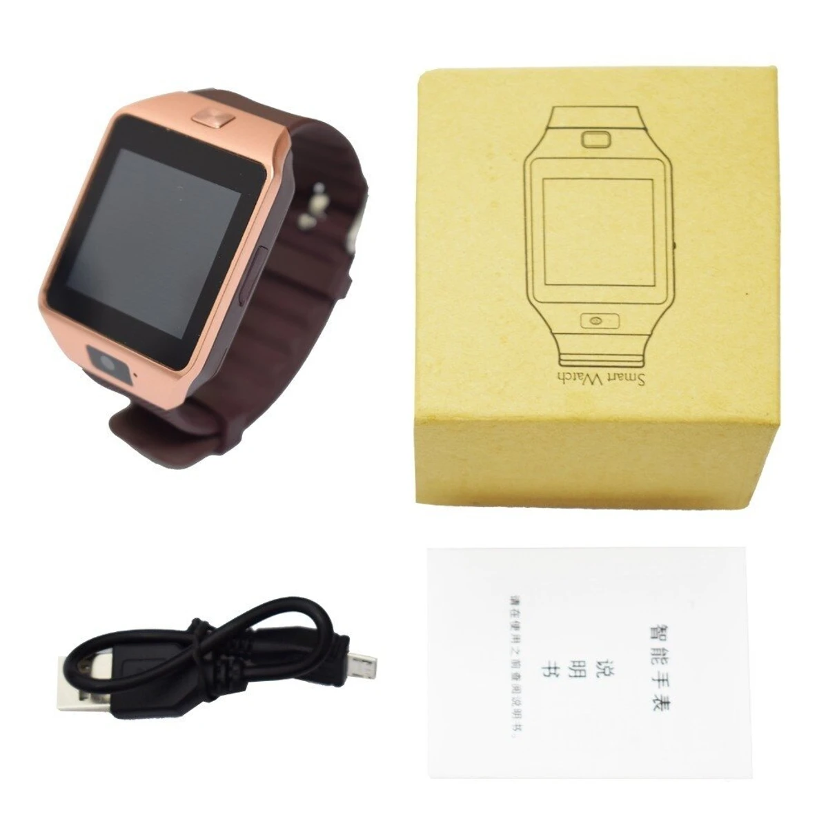 DZ09 Sim Supported smart watch-golden