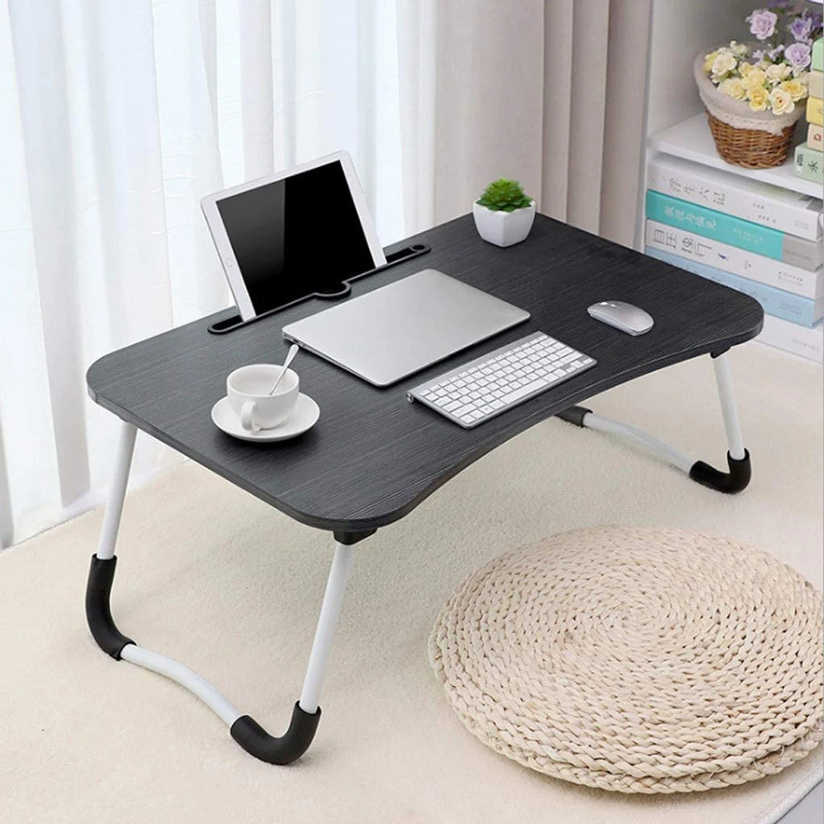 Folding Desk Home Computer Stand Laptop Desk Notebook Desk Laptop Table- Black