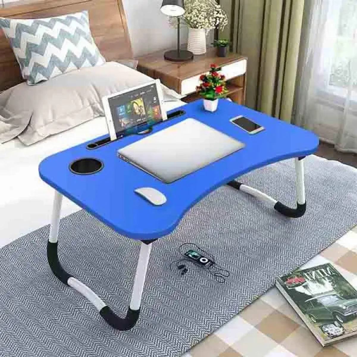 Folding Desk Home Computer Stand Laptop Desk Notebook Desk Laptop Table -blue