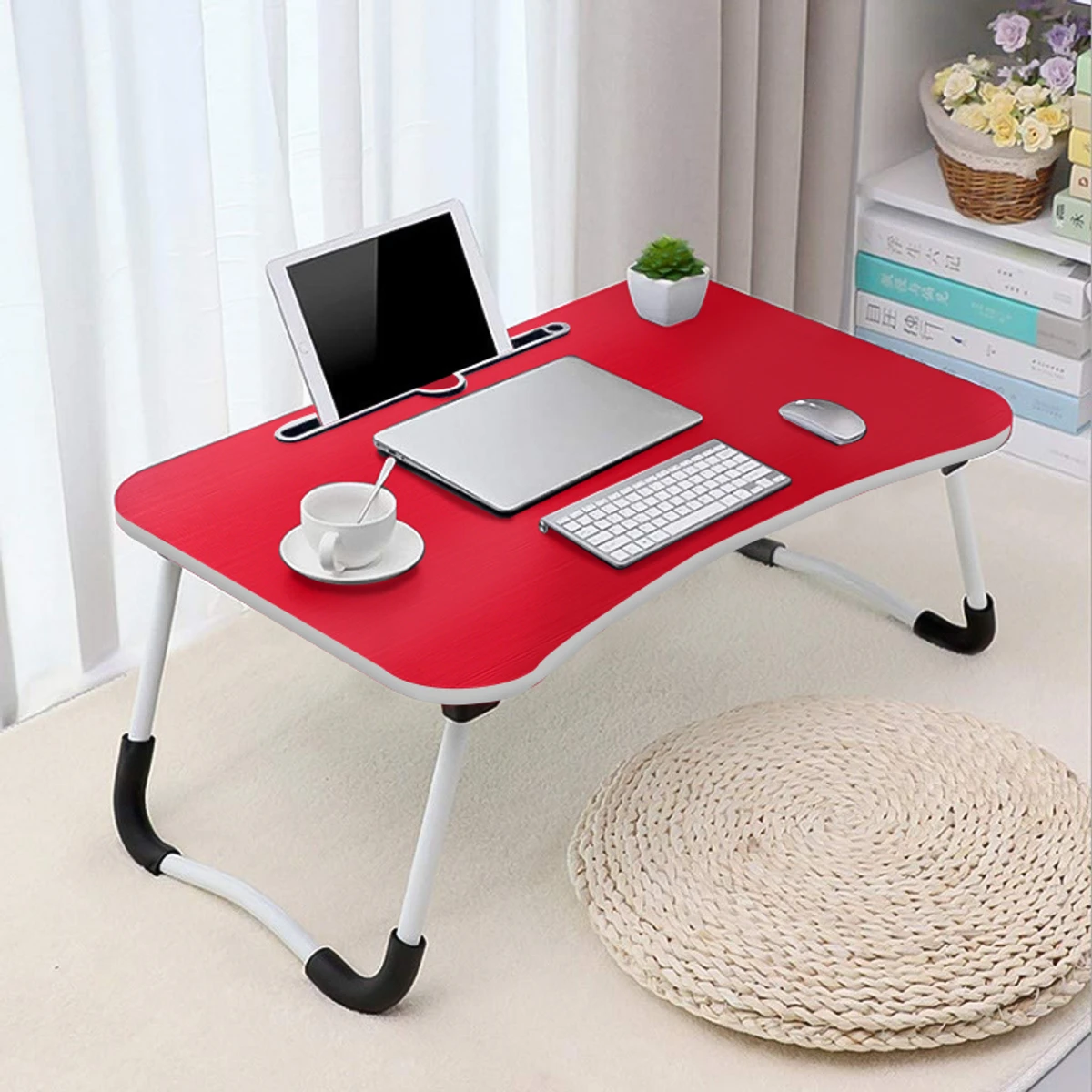 Folding Desk Home Computer Stand Laptop Desk Notebook Desk Laptop Table- Red