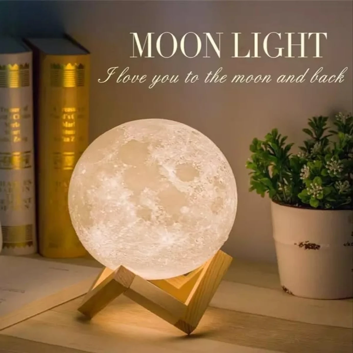 Remote control Moon Light with Wood Stand & Touching
