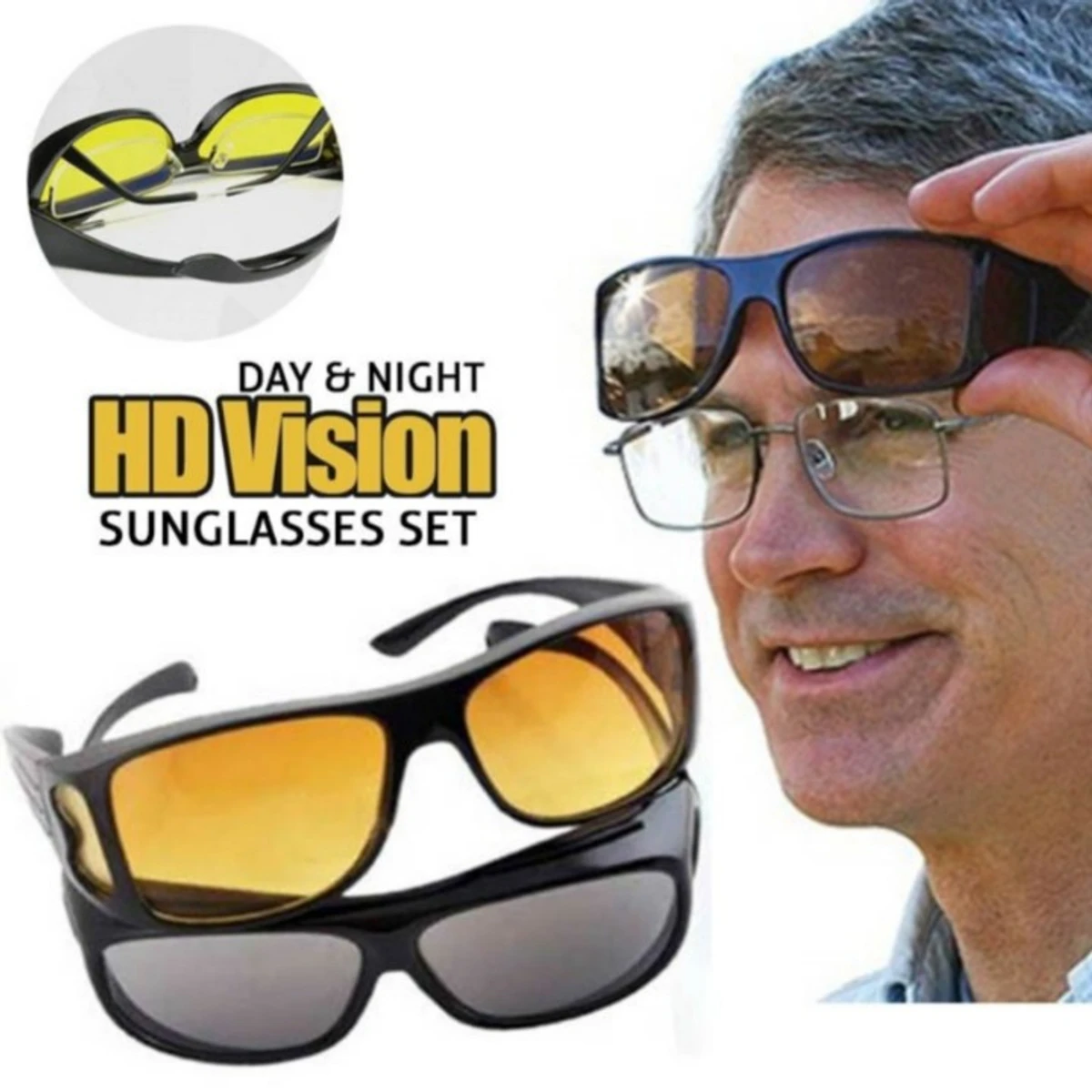 2 In 1 HD Vision Wrap Day and Night Sunglasses - Sun Glass For Men