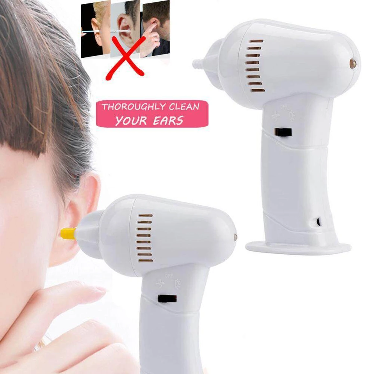 Portable Electronic Ear Vacuum Cleaner Ear Wax Vac Removal Safety Health Care-white