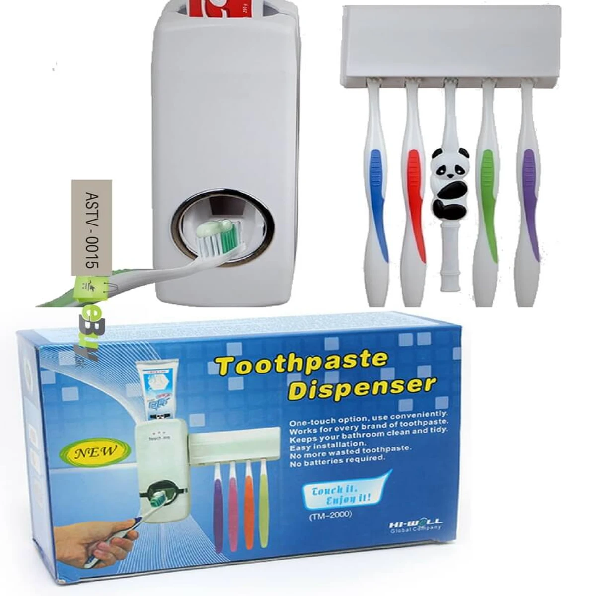New Toothpaste Dispenser with Toothbrush Holder Wall Mount