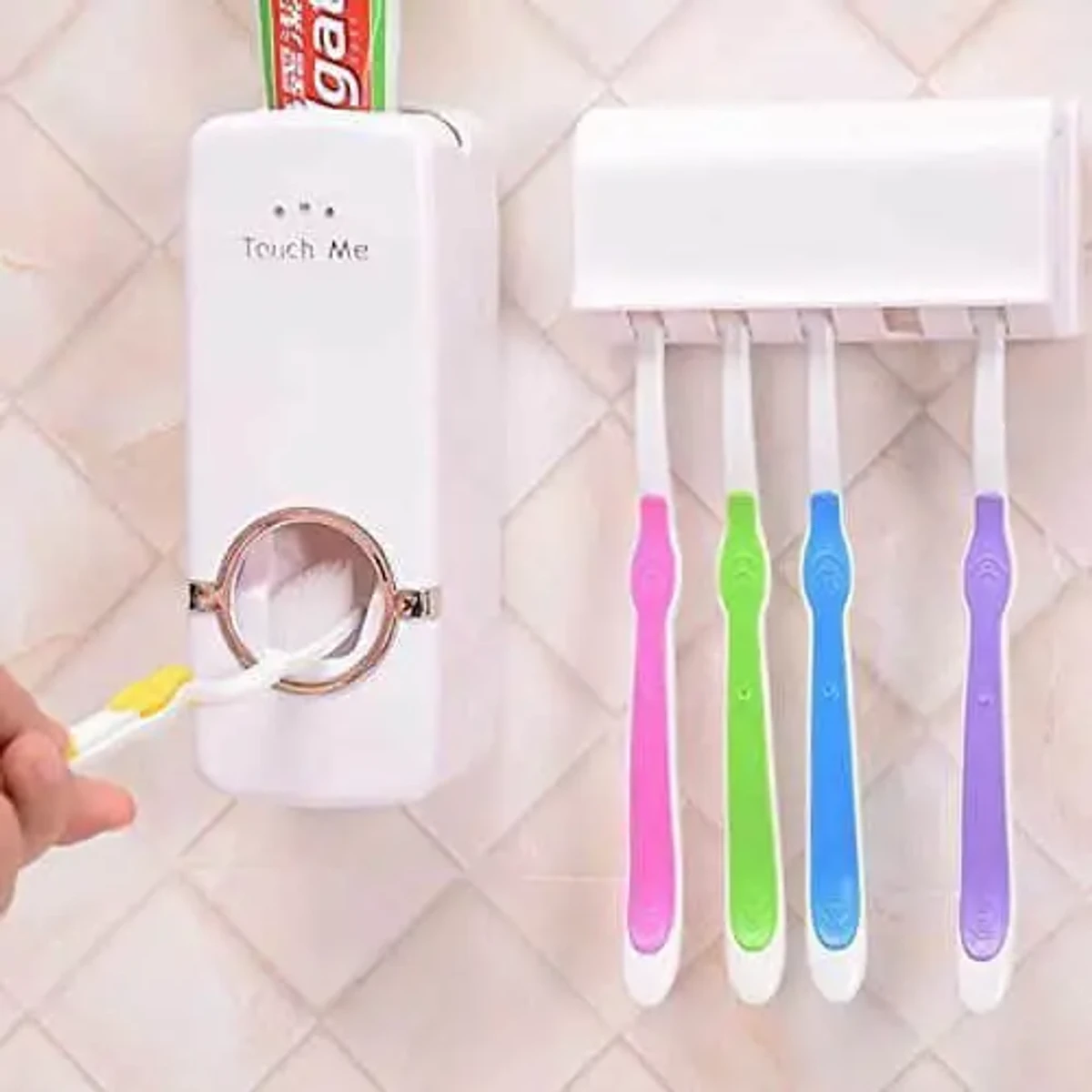 New Toothpaste Dispenser with Toothbrush Holder Wall Mount