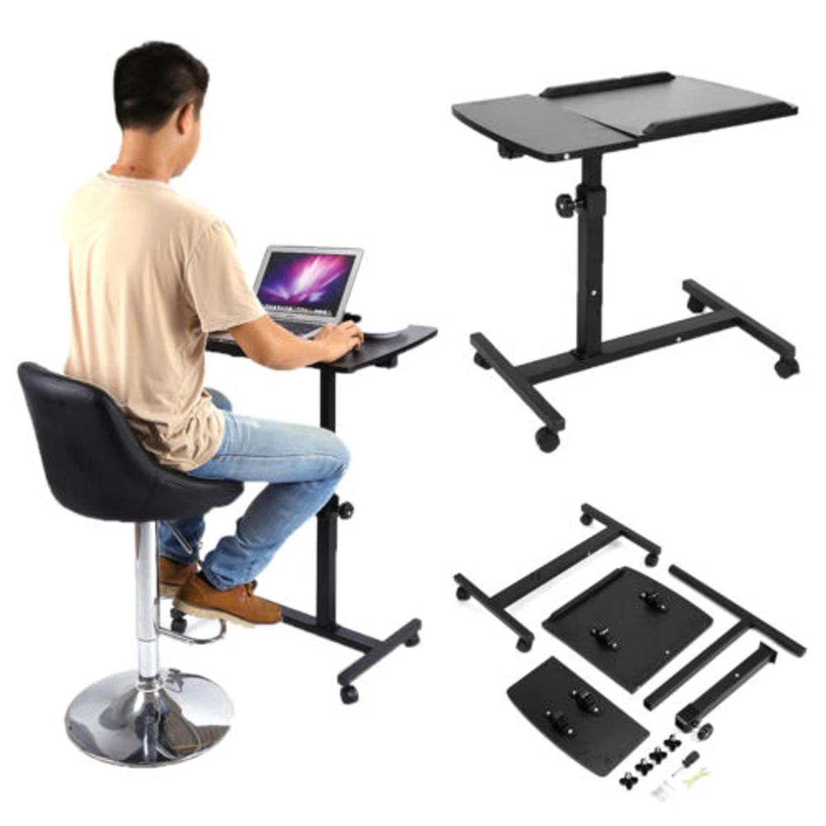Laptop Table Stand Tray Portable Folding Movable Metal