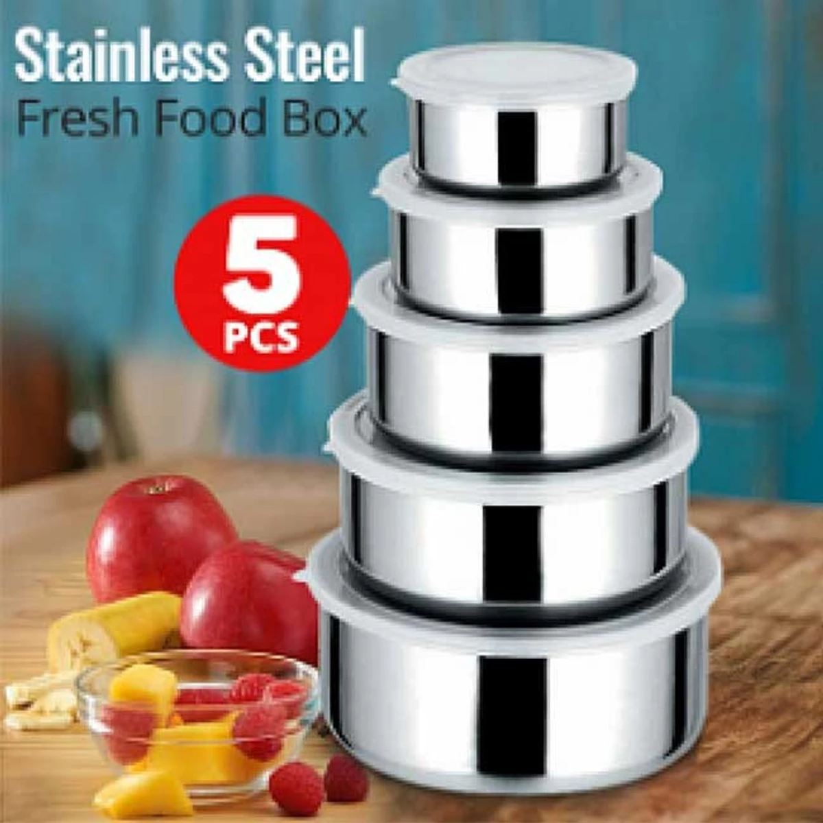 Stainless Steel 5Pcs Bowl Set/ (Lot Grain Storage Box)