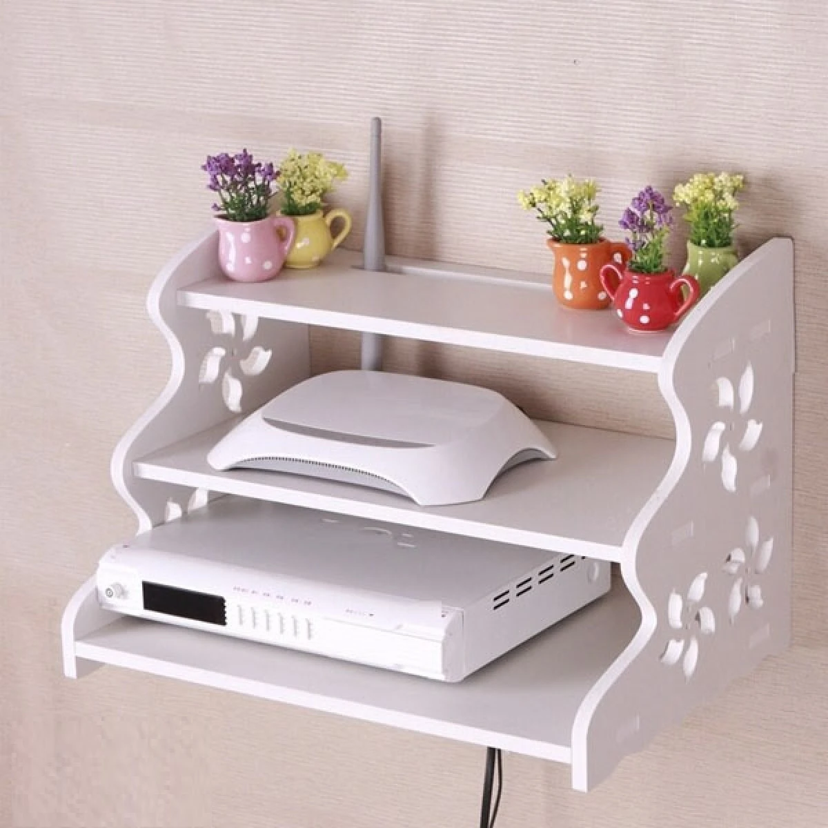 WiFi Router storage Stand Set Wall Floating Shelves Wall Mount Model big (3 layer)