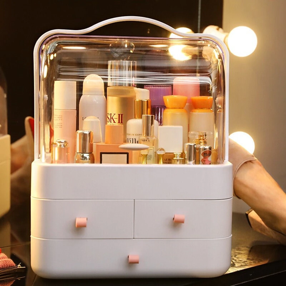 Cosmetic Storage Box Dust Proof Desktop Makeup Case - Make Up Organizer