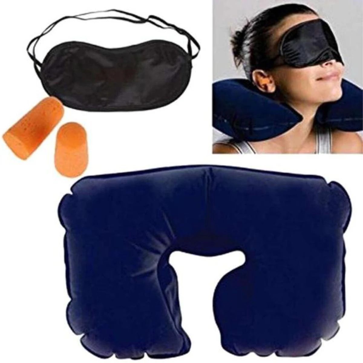 3 In 1 Blue Travel Pillow Set