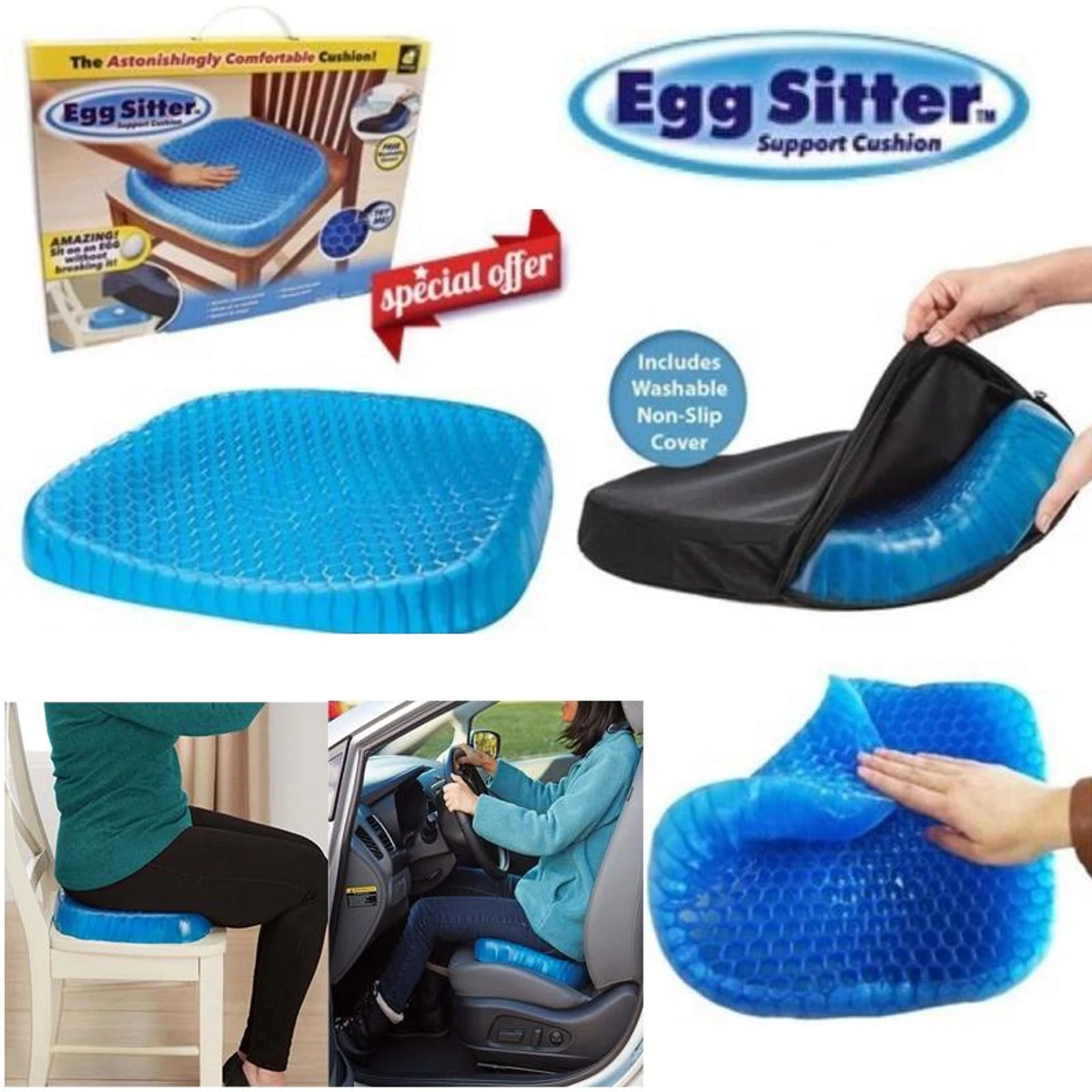 2 Pcs Silicone Comfortable Egg Sitter Seat Cushion for Office Car Home Chair